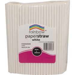 Rainbow 6mm Paper Straws White Pack Of 250 