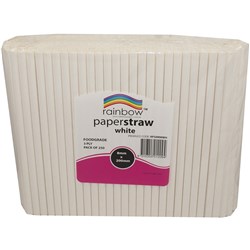 Rainbow 8mm Paper Straws White Pack Of 250 