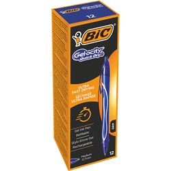 Bic Gelocity Gel Pen Retractable Medium 0.7mm Blue Pack of 12