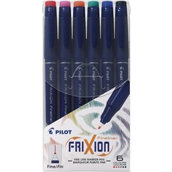 Pilot Frixion Fineliner Pen Erasable Super Fine 0.45mm  Assorted Wallet of 6