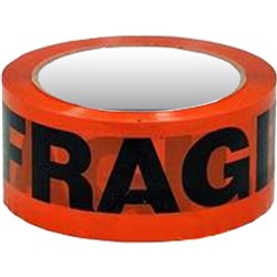 FROMM Fragile Packaging Tape 48mmx66m Black Print on Red  