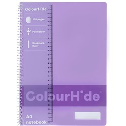 ColourHide Spiral Notebook A4 Side Bound 120 Page Purple