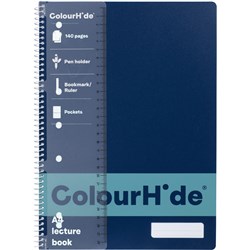 Colourhide Lecture Book A4 7 Hole punched Side Bound 140 Page Navy