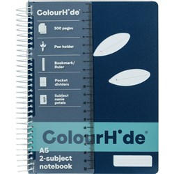 Colourhide Spiral Notebook A5 2 Subject Side Bound 300 Page Navy