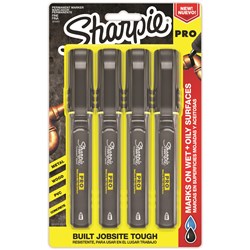 Sharpie Pro Aluminium Barrel Permanent Marker Bullet 1mm Pack of 4