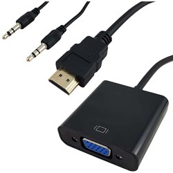 Shintaro HDMI To VGA Adapter With 3.5mm Audio Black