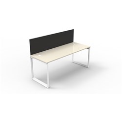 Loop Desk White Frame With Screen 1200Wx700D White Top With Cable Ports