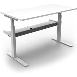 Paramount Electric Desk No Screen 1500Wx750D White Top White Single Frame