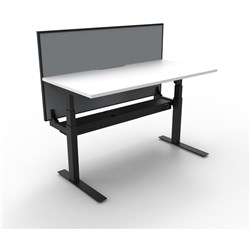 Paramount Electric Desk With Screen 1500Wx750D White Top Black Single Frame