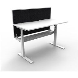 Paramount Electric Desk With Screen 1500Wx750D White Top White Single Frame