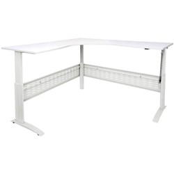 Rapid Electric Sit Stand Corner Desk 1500Wx1500Wx700D White Top with White Frame