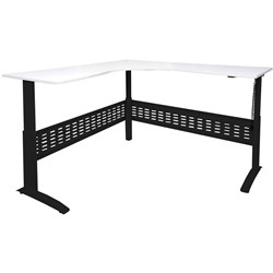 Rapid Electric Sit Stand Corner Desk 1800Wx1200Wx700D White Top with White Frame