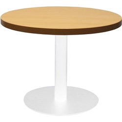 Rapidline Disc Base Coffee Table 600D x 450mmH Beech Top White Base