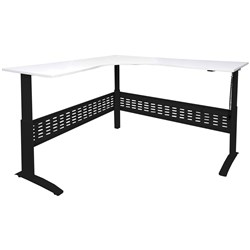 Rapid Electric Sit Stand Corner Desk 1800Wx1800Wx700D White Top with Black Frame