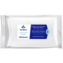 Dynatise Hand Sanitiser Wipes Pack of 50 Sheets  