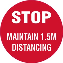 Brady Floor Marker Stop Maintain 1.5m Distancing 300mm Diameter Carpet Red/White