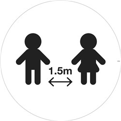 Brady Floor Marker Kids Distancing 1.5M Pictogram 300mm Diameter White/Black