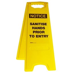 Brady Floor Stand Sign Sanitise Hands Prior To Entry Black/Yellow Polyethylene