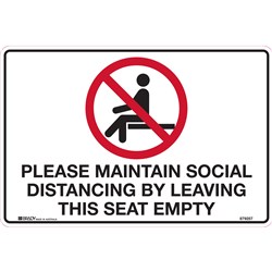 Brady Prohibition Safety Sign Maintain Social Distancing 300Wx225mmH Corflute White/Blk