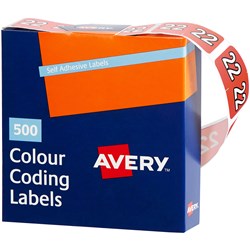 Avery Side Tab 22 Year Code Label 25x38mm Orange Box Of 500