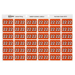 Avery Side Tab 22 Year Code Label 25x38mm Orange Pack Of 180