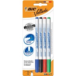 Bic Velleda Whiteboard Marker 1721 Thin Bullet 2.8mm Assorted Pack of 4