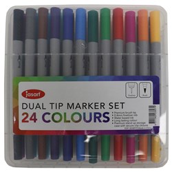 Jasart Brush Fineliners Dual Nib Assorted Set of 24