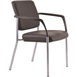 Buro Lindis 4 Leg Chair With Arms Black PU Seat And Back Silver Frame