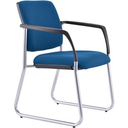 Buro Lindis Sled Base Chair With Arms Blue Fabric Seat And Back