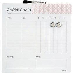 Quartet Dry Erase Chore Chart Magnetic 300mmX300MM frameless Pink