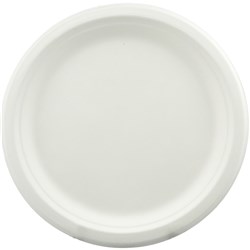 Earth Eco Sugarcane Round Plate 230mm White Bulk Pack of 500