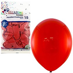 Alpen Occasions Standard Balloons 25cm Red Pack Of 15 