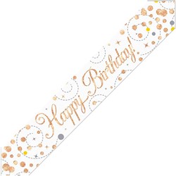 Alpen Foil Banner Happy Birthday Sparkling Fizz 2.7m Rose Gold