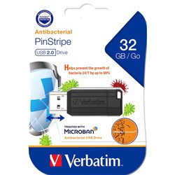 Verbatim Store 'n' Go Pinstripe USB Drive 2.0 32GB With MicrobanÂ® Black