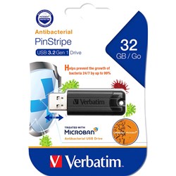 Verbatim Store 'n' Go Pinstripe USB Drive 3.2 32GB With MicrobanÂ® Black