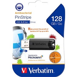 Verbatim Store 'n' Go Pinstripe USB Drive 3.2 128GB With MicrobanÂ® Black