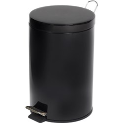 Compass Round Powder Coated Pedal Bin 12 Litres Black 