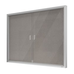 Visionchart Be Noticed Sliding 2 Door Notice Case 1220W x 48D x 915mmH Silver/Grey Fabric