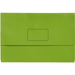 Marbig Slimpick Manilla Document Wallet Foolscap 30mm Gusset Green Pack Of 10