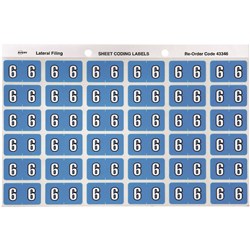 Avery Numeric Coding Label 6 Side Tab 25x38mm Blue Pack Of 180