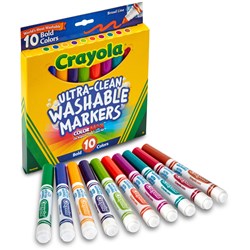 Crayola Ultra Clean Washable Broadline Marker Bold Colours Assorted Pack of 10