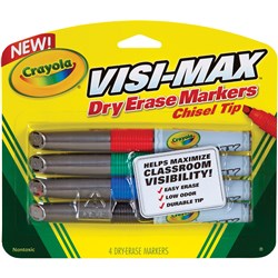 Crayola Visi Max Dry Erase White Board Marker Broad Line 4 Assorted