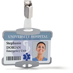 Durable Id Pass Holder Security Bact O Clean Grey  