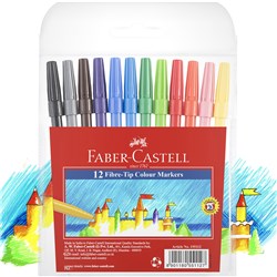 Faber-Castell Fibre Tip  Coloured Marker Assorted  Wallet of 12