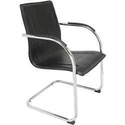 Rapidline Comfo Visitor Chair Chrome Cantilever Frame With Arms Black PU