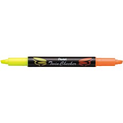 Pentel Twin Checker Highlighter SLW8 Yellow Orange  