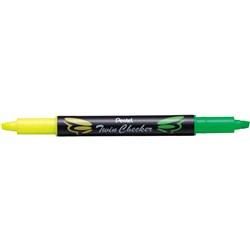 Pentel Twin Checker Highlighter SLW8 Yellow Green  