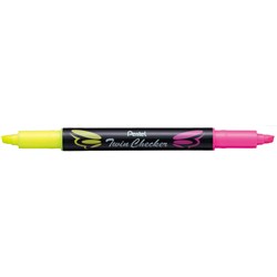 Pentel Twin Checker Highlighter SLW8 Yellow Pink  