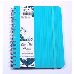 Quill Premium Visual Art Diary Spiral A5 125gsm 120 Page Side Bound Aqua