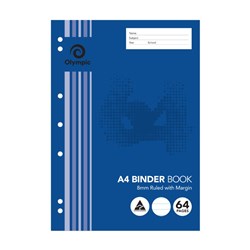 OLYMPIC STRIPE BINDER BOOKS A4 64Page 8mm Ruled 